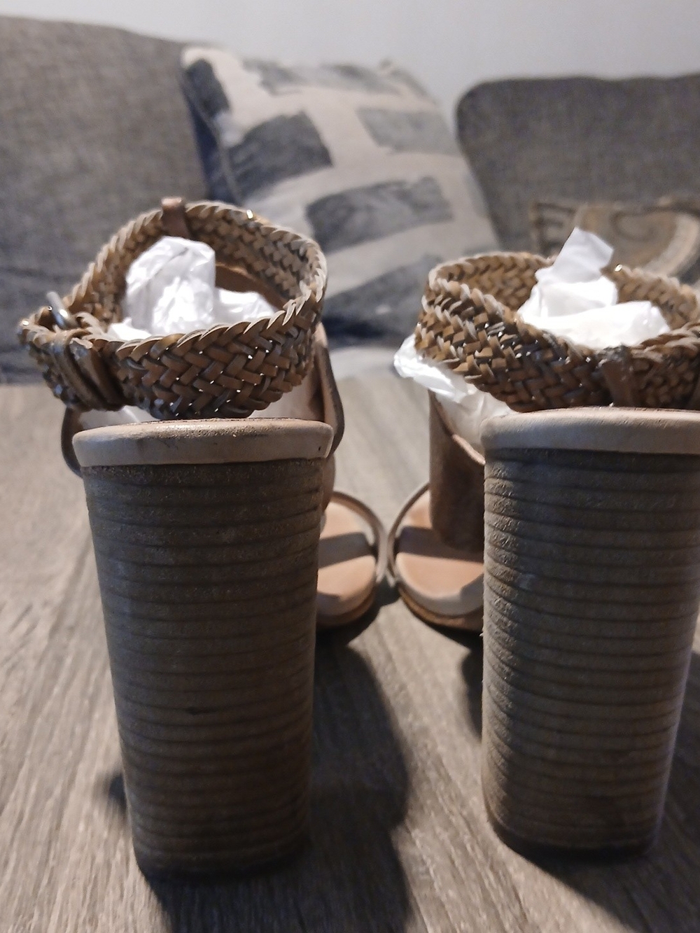 Brunello Cucinelli Braided Leather Block Heel Sandals Size 41 / US 11 - Picture 6 of 14